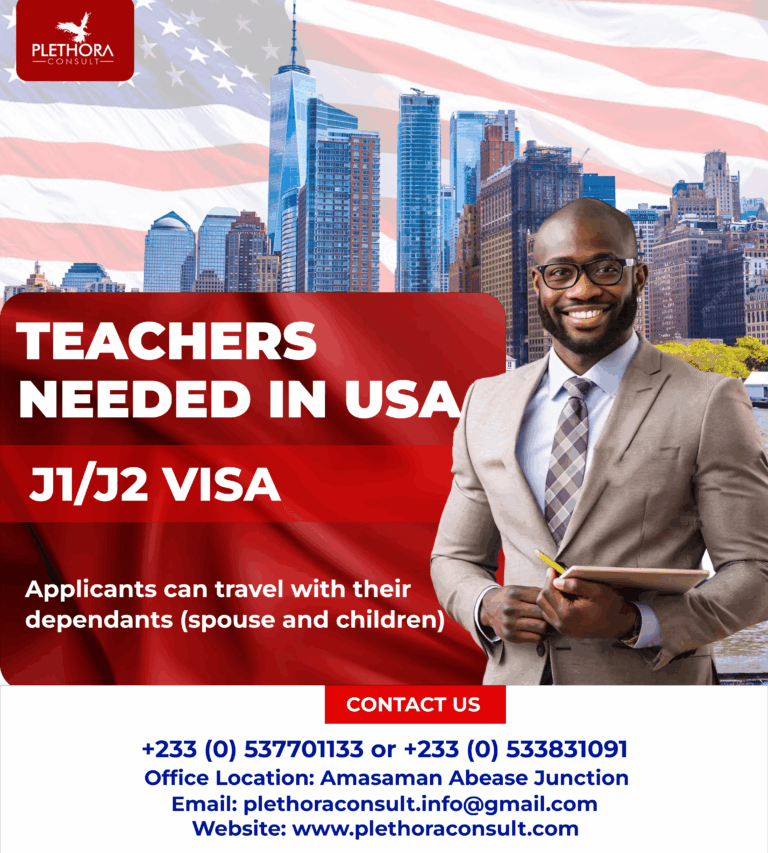 USA teaching jobs for Ghanaians J1/J2 visa – Travel with spouse and children, Plethora Consult education recruitment.